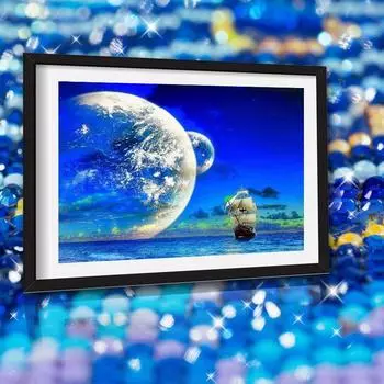 5D DIY Алмазная картина Звездная парусная лодка Вышивка Крестом Горный хрусталь Мозаика Домашний декор 20X30CM