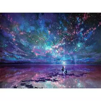 5D DIY Алмазная картина Звездное небо Алмазная вышивка Полный набор мозаики Вышивка крестом Домашний декор Подарки ручной работы Round 20x30cm