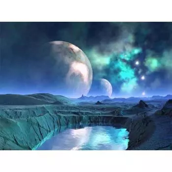5D DIY Алмазная картина Звездное небо и лунный пейзаж Алмазная вышивка Полные наборы для мозаики Вышивка крестом Домашний декор Подарки ручной работы Round 20x30cm