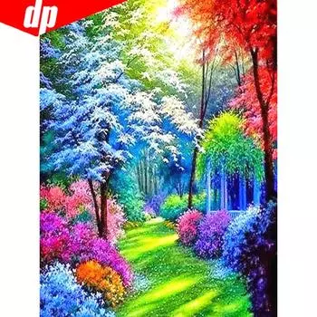 5D DIY Алмазная мозаика Полный круглый красочный дерево Алмазная картина Вышивка 20X30