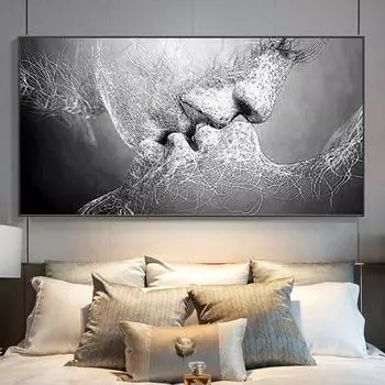 5D DIY Алмазная мозаика Вышивка Пара Любовь Поцелуй Алмазная картина Полный круглый черно-белый портрет Настенные картины Full Round 20x40CM