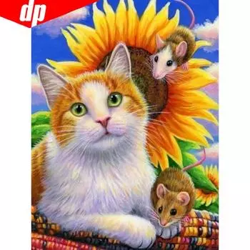 5D DIY Алмазная мозаика Вышивка Распродажа Полный круглый животное Кошка Алмазная картина Горный хрусталь Фотографии 20X30CM