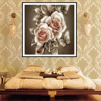 5D DIY Алмазная ретро-вышивка цветов Картина для вышивки крестом Набор для домашней стены D