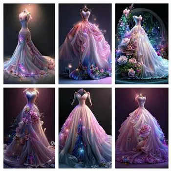 5D DIY Алмазная роспись Ангел Элегантный Водный бриллиант Женское платье Алмазный художественный набор ювелирных изделий Вышивка Украшение Подарок Full Round 20x30CM