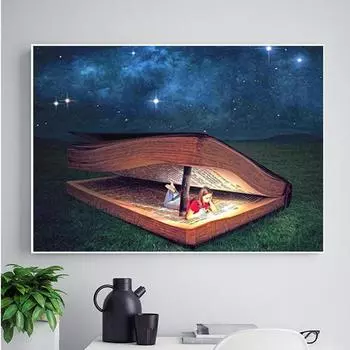 5D DIY Алмазная вышивка Акриловые звезды Ночная наклейка на стену Спальня Украшение Прямая продажа с фабрики 20X30CM