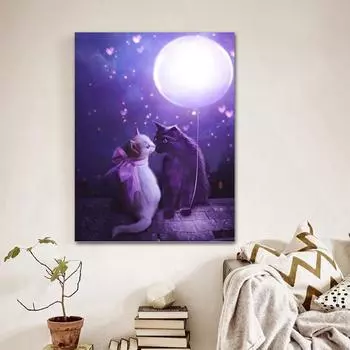 5D DIY Алмазная вышивка Алмазная картина Фиолетовый кот Вышивка крестом Домашний декор Подарок Животное Рукоделие 20X30CM