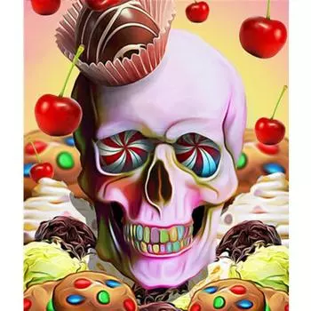 5D DIY Алмазная вышивка Череп Конфеты Алмазная картина Полный круглый узор для вышивки крестом Горный хрусталь Домашний декор Full Round 20x30CM