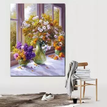 5d Diy Алмазная вышивка Цветок на балконе Алмазная картина Вышивка крестом Полный круглый горный хрусталь 20X30CM