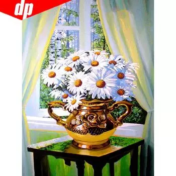5D DIY Алмазная вышивка Цветок в горшке Полный круглый стразы Алмазная картина 20X30CM