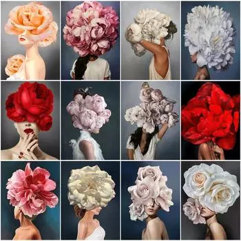 5D DIY Алмазная вышивка Цветок Женщины Пейзаж Вышивка крестом Мозаика Набор для алмазной живописи Горный хрусталь Искусство Домашний декор Full Round 20x30CM