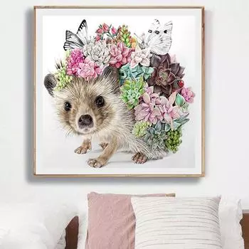 5d DIY Алмазная вышивка цветы Ежик кактус алмазная живопись вышивка крестиком полная круглая дрель Мозаика украшение со стразами Full Round 20x20CM