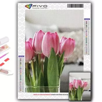 5D DIY Алмазная вышивка Цветы Тюльпаны Алмазная картина Мозаика Украшение дома Full Round 20X30CM