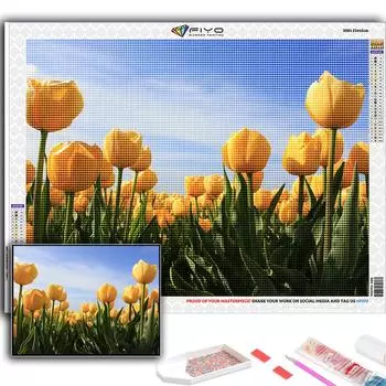 5D DIY Алмазная вышивка Цветы Тюльпаны Алмазная картина Мозаика Украшение дома Full Round 20X30CM