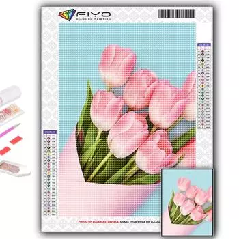 5D DIY Алмазная вышивка Цветы Тюльпаны Алмазная картина Мозаика Украшение дома Full Round 20X30CM