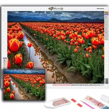 5D DIY Алмазная вышивка Цветы Тюльпаны Алмазная картина Мозаика Украшение дома Full Round 20X30CM
