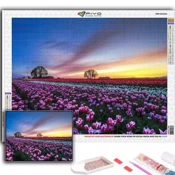 5D DIY Алмазная вышивка Цветы Тюльпаны Алмазная картина Мозаика Украшение дома Full Round 20X30CM