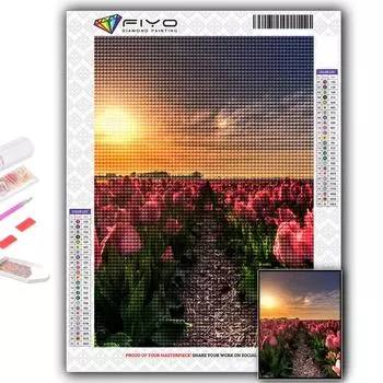 5D DIY Алмазная вышивка Цветы Тюльпаны Алмазная картина Мозаика Украшение дома Full Round 20X30CM