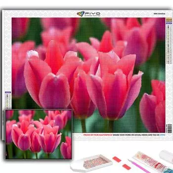 5D DIY Алмазная вышивка Цветы Тюльпаны Алмазная картина Мозаика Украшение дома Full Round 20X30CM