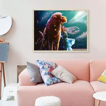 5D DIY Алмазная вышивка Девушка и Лев Животное Ручная алмазная живопись Вышивка Мозаика Вышивка крестом Full Round 20X30CM