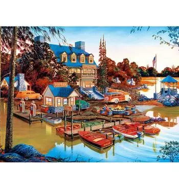 5D DIY Алмазная вышивка Дом Полный квадратный круглый алмазная живопись Городской пейзаж Вышивка крестом Мозаика Домашний декор Подарок Full Round 20X30CM