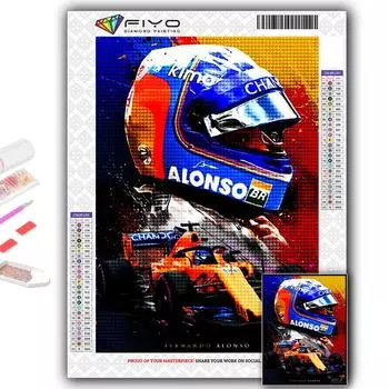 5D DIY Алмазная вышивка F1 Гонщик Алмазная картина Мозаика Украшение дома Full Round 20X30CM