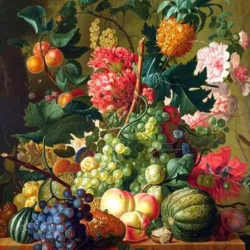 5D DIY Алмазная вышивка фрукты цветы пейзаж полная круглая алмазная живопись вышивка крестиком Алмазная кристаллическая настенная живопись Full Round 20x20CM