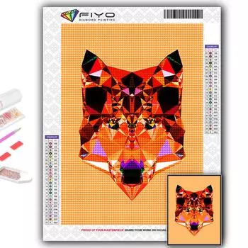 5D DIY Алмазная вышивка Геометрические животные Алмазная живопись Мозаика Украшение дома Full Round 20X30CM