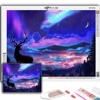 5D DIY Алмазная вышивка Художественная Луна и звездное небо Алмазная картина Мозаика Украшение дома Full Round 20X30CM