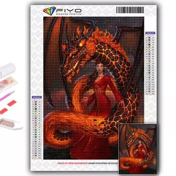 5D DIY Алмазная вышивка Игра престолов Дракон и красота Алмазная картина Мозаика Украшение дома Full Round 20X30CM