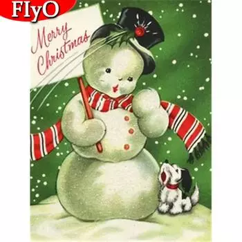 5D DIY Алмазная вышивка Картина Рождественский снеговик Мозаика Распродажа Снег Ручная работа Домашнее украшение Настенное искусство Full Round (20X30CM)