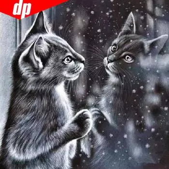 5d DIY Алмазная вышивка Кошка Алмазная картина Полный круглый Новое поступление Алмаз 30x30