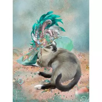 5D DIY Алмазная вышивка Кошка дельфины Алмазная картина Вышивка крестом Мозаика Украшение 20X30CM