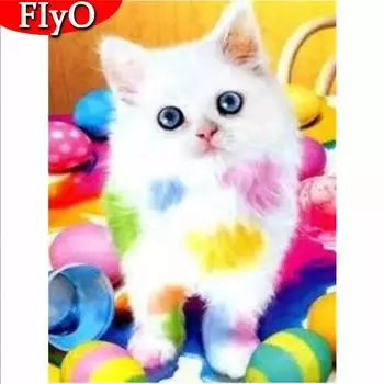 5D DIY Алмазная вышивка кошка полный круглый квадратный подарок ручной работы алмазная живопись животное изображение горный хрусталь украшение дома Full Round (20X30CM)
