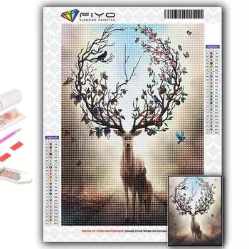 5D DIY Алмазная вышивка Красочные животные Олень Алмазная картина Мозаика Украшение дома Full Round 20X30CM