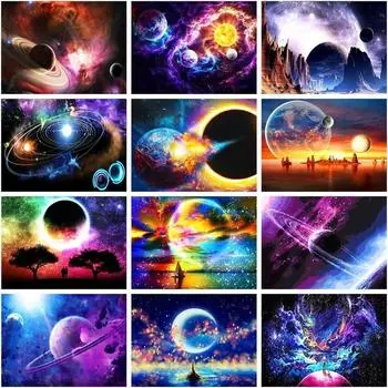 5d Diy Алмазная вышивка Крестиком Мозаика Планета Пейзажи Полный Круглый Алмазная картина Картинки на стене Full Round 20x30CM