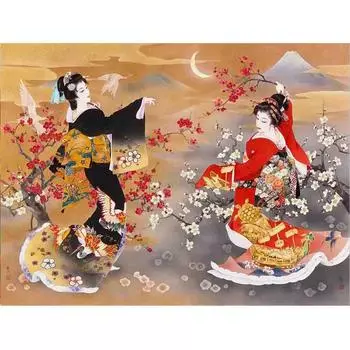 5D Diy Алмазная вышивка Крестом Алмазная мозаика Японская женщина Гейша Алмазная картина Домашний декор 20X30CM