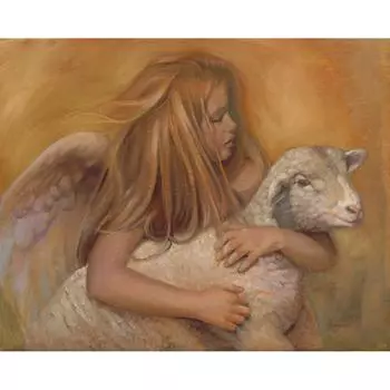 5D DIY Алмазная вышивка крестом Квадратная/круглая Ангел Девушка и овца Вышивка Красота Алмазная картина Full Square (20X30CM)