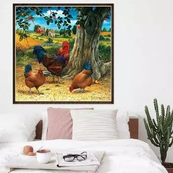 5d Diy Алмазная вышивка Куры в саду Алмазная картина Вышивка крестом Полный круглый горный хрусталь 30x30CM