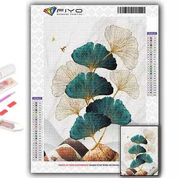 5D DIY Алмазная вышивка Листья гинкго Алмазная картина Мозаика Украшение дома Full Round 20X30CM