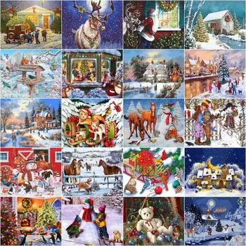 5D DIY Алмазная вышивка Малыш Полный круглый алмаз картина Снежное поле Вышивка крестом Зимнее украшение дома Full Round 20x30CM