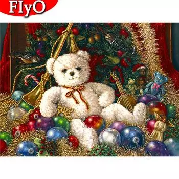 5D DIY Алмазная вышивка Медведь Хобби и ремесла Алмазная картина Мультфильм Мозаика Животное Рождественское украшение Настенное искусство Full Round (20X30CM)