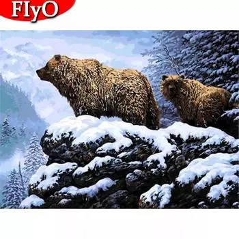 5D DIY Алмазная вышивка Медведь Снег Полный квадратный комплект для рукоделия Распродажа Алмазная живопись Животное Мозаика Зимнее украшение дома Full Round (20X30CM)