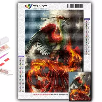5D DIY Алмазная вышивка Мифический зверь Феникс Алмазная картина Мозаика Украшение дома Full Round 20X30CM
