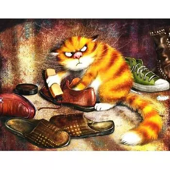 5D DIY Алмазная вышивка Мозаика Кошка Домашнее украшение Мультфильм животное Алмазная картина 20X30CM