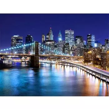 5D DIY Алмазная вышивка Ночной пейзаж Пейзаж Вышивка крестом Полный квадрат Алмазная картина Стразы 20*30 cm