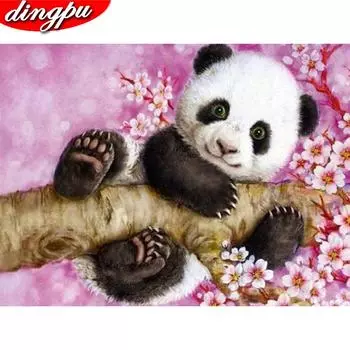 5D DIY Алмазная вышивка Панда Полный квадратный дрель Алмазная картина Животные Вышивка крестом 20X30CM