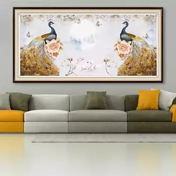 5D DIY Алмазная вышивка Павлин Бабочка Лебедь Алмазная картина Пион Цветок Стразы Полный круглый дрель Искусство Домашний декор Full Round 20x50CM