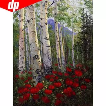5D DIY Алмазная вышивка Пейзаж Лес Алмазная картина Полный дисплей Полный круглый вышивки крестом 20X30CM