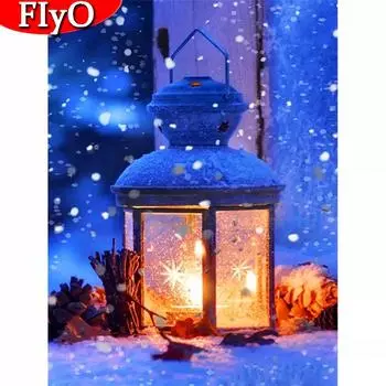 5D DIY Алмазная вышивка Пейзаж Снег Алмазная картина Вышивка крестиком Светлая картина Стразы Рождественский подарок Full Round (20X30CM)