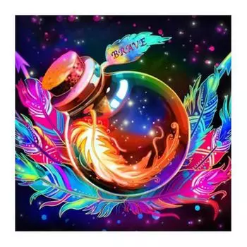 5D DIY Алмазная вышивка Перо Цветная алмазная живопись Бутылка Вышивка крестом Искусство Ручная мозаика Домашний декор 30*30CM белый